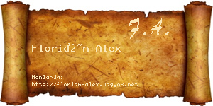 Florián Alex névjegykártya